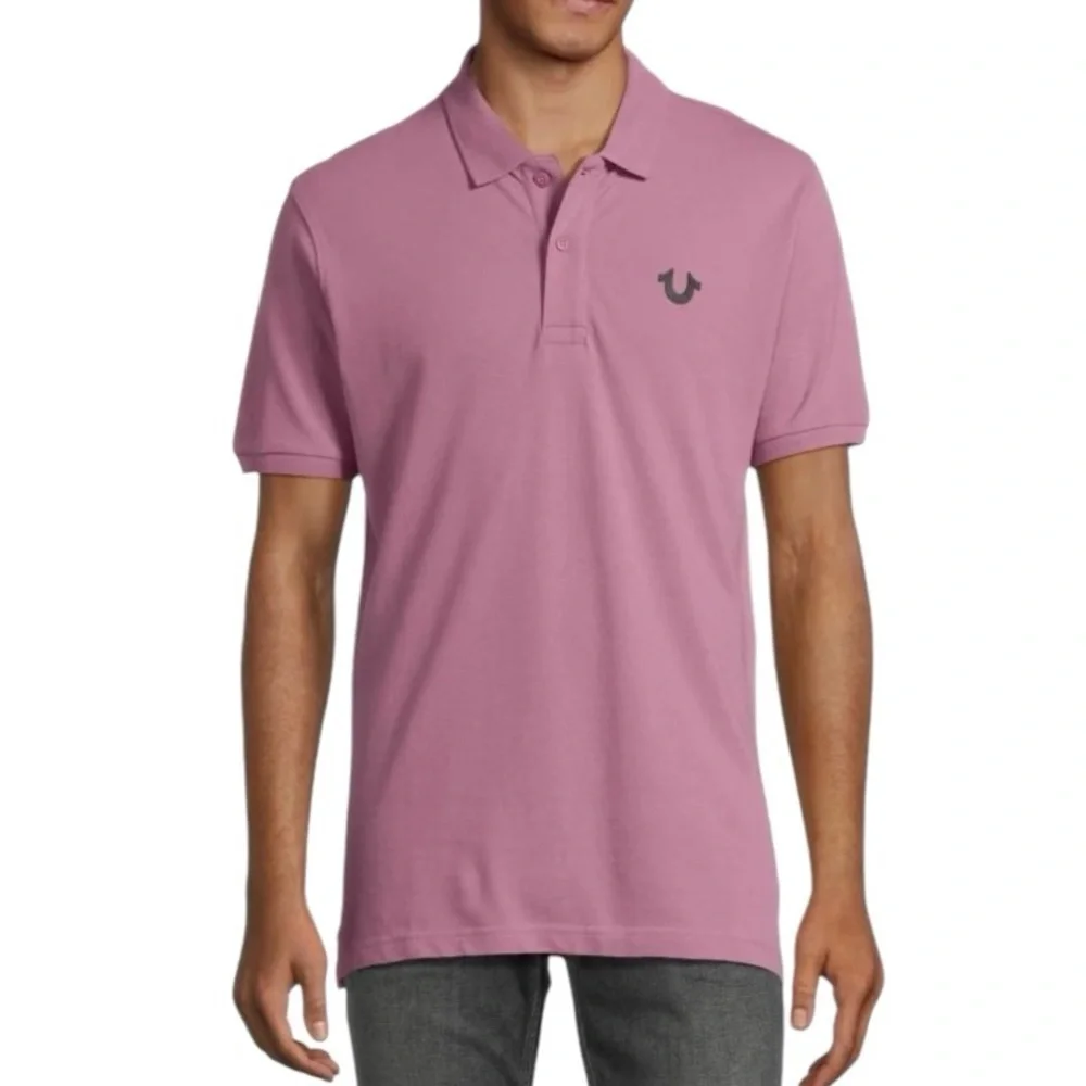 NWT True Religion Men's Designer Cotton Logo Polo MAUVE ORCH